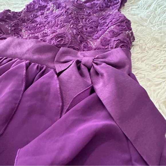 Charming Mia Juliana Girls Purple Ruffle Party Dress w/ Lace & Bow – Size 16 - Picture 7 of 15